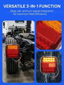 GLANBERT 2pcs LED Square Tail Lights 12V 3 Colors Yellow/Red/White 20LED Trailer Brake Lights Turn Signal Lights For RV Car Pickup Truck - Square Lamp - View 7