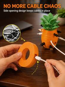 Pineapple Cable Organizer Tray, Desktop Tidiness Assistant, Modular Segmented Design, Cable Management Organizer, Easily Store Multiple Data Cables, Home Desktop Decor, Office Use, Gaming Desk, Neat Cable Storage, Gift Recommendation, Birthday Gift, Couples, Friends, Classmates, Family Gift, Party Gift - Multicolor - View 4