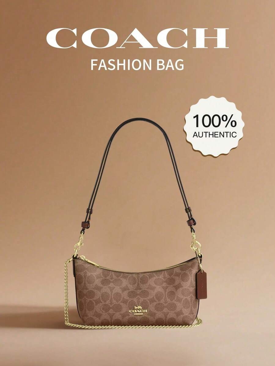 Coach Caitlin 24 Classical Monogram Shoulder Bag For Women Hobo Purses With Coin Pocket And Adjustable Strap