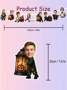 Personalized Photo Face Cutout Party Banner, Custom Halloween Garland With Spooky Character Theme, Photo Face Party Decor For Trick Or Treat Celebration, Costume Party Decoration, Halloween Event Display For Kids, Family, Friends And Party Hosts - Multicolor - View 6