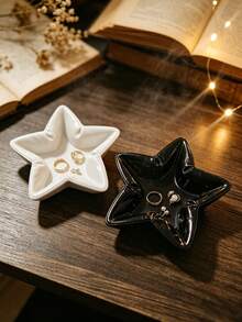 3D Printed Star Pleated Jewelry Tray, Ins Style Five-Pointed Star Ring & Earring Storage Dish, Desktop Decor Ornament, Gentle Style, Suitable For Vanity, Bedside Table, Makeup Desk, Both Storage Tray And Exquisite Desktop Soft Decoration - Multicolor - View 6