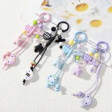 1pc Fashionable Cute Star-Shaped Cookie Keychain Pendant, Phone And Bag Decoration Accessory - Purple - View 1