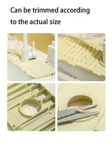 1pc Faucet Splash Guard, Made Of Anti-Splash Silicone Material, Suitable For Kitchen Sink, Can Block Water Flow, Can Be Cut And Folded, Suitable For Narrow Sink, With Absorbent Pad - A - View 3