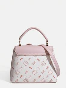 Autumn New Sweet Style Cat & Bow Pattern Handbag Crossbody Bag With Contrast Trim, Girly Design - Multicolor - View 3