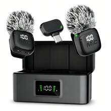 HITOZON Mikrofon Lavalier Nirkabel Profesional, Kompatibel dengan Sistem /Android - Pasang dan Mainkan, Dilengkapi dengan Kotak Pengisian Daya, Daya Tahan Baterai 30 Jam, Peredam Kebisingan Cerdas, Cocok untuk Perekaman Video, Vlog, dan Siaran Langsung. - View 1