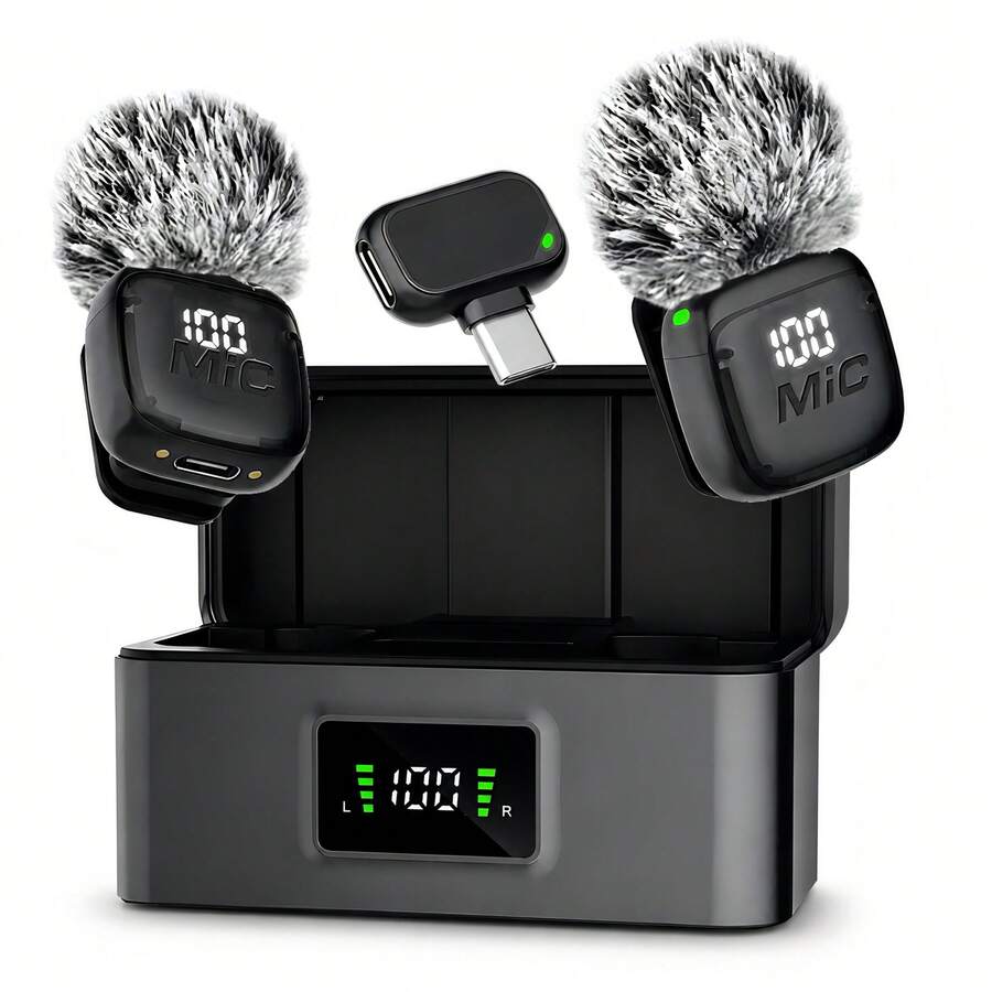 HITOZON Mikrofon Lavalier Nirkabel Profesional, Kompatibel dengan Sistem /Android - Pasang dan Mainkan, Dilengkapi dengan Kotak Pengisian Daya, Daya Tahan Baterai 30 Jam, Peredam Kebisingan Cerdas, Cocok untuk Perekaman Video, Vlog, dan Siaran Langsung. - View 1
