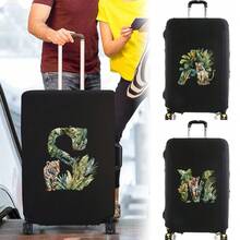 Elastic Luggage Cover, Jungle Tiger Letter Print Luggage Protective Cover, Stretchable Dust-Proof Scratch-Resistant Reusable Travel Cover, Suitable For 18-32 Inch Luggage - Black - View 1