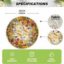 1/4/6pcs Autumn Collection Colorful Wildflower Pumpkin Hand-Painted Pattern Placemats, Suitable For Home Kitchen, Made Of Polyester Fiber, Kitchen Table Decoration, And Party Scene Decoration - Multicolor - View 8