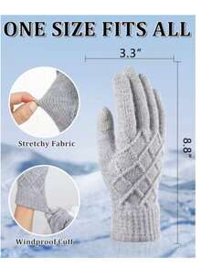 Women's Winter Touchscreen Elastic Warm Knitted Lining Gloves, Suitable For Cold Weather, Christmas Gift - Multicolor - View 2