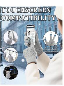 1 Pair Winter Gloves For Women Touchscreen Elastic Thermal Knit Lining Warm Gloves For Cold Weather, Gifts For Christmas - Multicolor - View 5