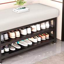 Shoe Changing Bench,2-Tier Iron Shoe Rack, Padded Seat Ottoman For Entryway Hallway - 80CM Shoe Changing Bench - View 8