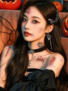1pc Halloween Realistic Bruise Scar Temporary Tattoo Sticker, Realistic Fake Tattoo Design, Suitable For Daily Wear, Bachelorette Party Favors, Music Festivals, Games, Graduation Gifts, Lasts 3‑5 Days - Multicolor - View 9