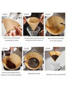 150 buah Saringan Kopi, Kertas Saringan Kopi Berbentuk V, Saringan Kertas Kopi, Saringan Kopi dan Teh Sekali Pakai untuk Mesin Kopi Pour Over dan Drip - MultiWarna - View 4