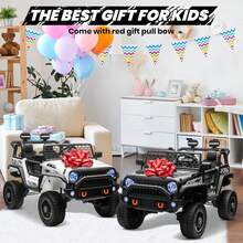 24V 2‑Seater Ride On Toy Car, 800W 4WD Powered Truck With Remote Control, 20" Seats, Bluetooth, LED Lights, Soft Start & Brake, For Kids Ages 3‑8 - White - View 9