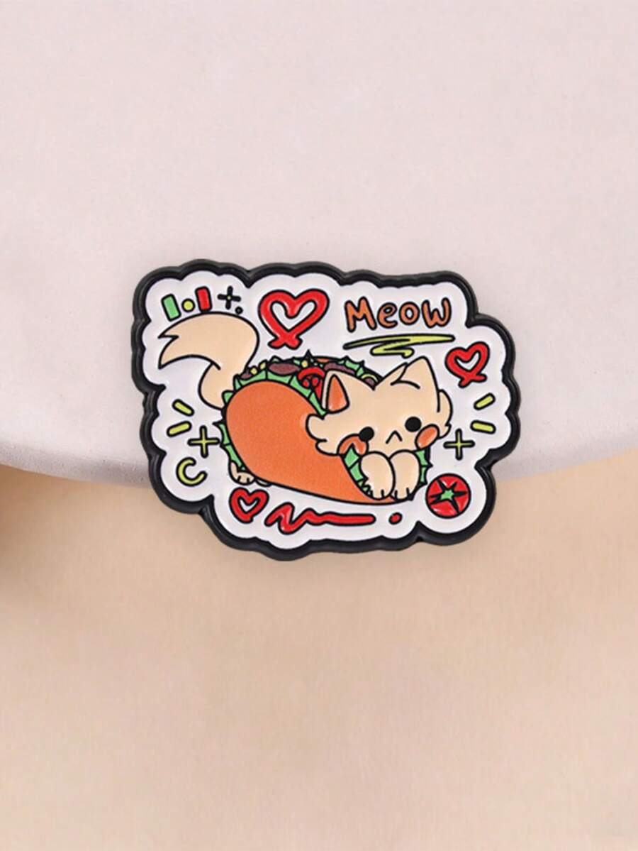 Taco Cat Enamel Pin Funny Food Pet Cartoon Lapel Badge For Backpack Jacket Decor