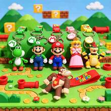 SUPER MARIO BROS. 1 قطعة سلسلة مفاتيح معلقة بصورة شخصية أنمي كرتونية سوبربروس أميرة، سلسلة مفاتيح لحقيبة الظهر وحقيبة السيارة، هدية مثالية للعطلات للعائلة والأصدقاء - متعدد الألوان - مشاهدة 2