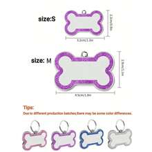 Custom Personalized Pet Dog ID Tags, Engraved Stainless Steel Name Tags, Bone-Shaped Glitter Design, Waterproof And Silent Dog Tags For Small Dogs And Cats - Multicolor - View 8