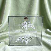 Clear Acrylic Lockable Wedding Card Box With Visible Window, Bohemian Style Wedding Reception Gift Card Storage Box, Can Hold Cash Envelopes And Greeting Cards, Suitable For Weddings, Birthday Parties, Baby Showers, Tabletop Decor - 1PC - View 4