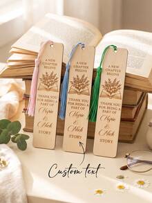 1pc Custom Text Wooden Bookmarks Wedding Favors For Guests, A New Chapter Begins, Bridal Shower Gifts, Save The Date - Multicolor - View 1