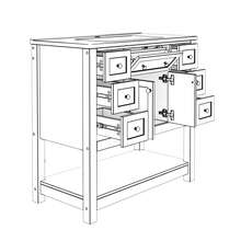 Bathroom Vanity Made Of Wood With 6 Drawers With Storage Foldable White - White - View 9