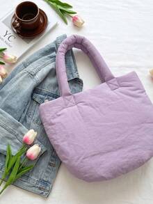 Pastoral Style New Large Capacity Handbag Commuter Cloud Bag - Purple - View 4