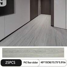 25pcs Wood Grain Long Strip PVC Self-Adhesive Floor Stickers, Thick Wear-Resistant Home Whole House Concrete Floor Renovation, Rental & Commercial Use - Floor Stickers 25pcs - View 15