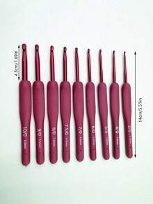 9pcs Crochet Hook Set, Red Soft Handle, Bright Colors, Suitable For Beginners And Professional Knitters, Perfect For DIY Crafts, Durable Yarn Knitting Needles, Gift For Mother Or Wife - Multi-color - View 11