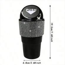 Creative Rhinestone Car Trash Can, Multifunctional Storage Box, Car Door Slot Cup Holder Storage Bin - Mini Rhinestone Trash Can - View 7