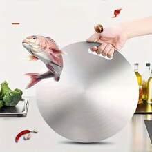 CINEYO 1PC 2026 Circular Kitchen Cutting Board, Pure Titanium Kitchen Knife Board, Cutting Board, Essential Kitchen Item, Kitchen Accessories, Silver-Gloss Surface, Suitable For Meat, Vegetables And Fruits, Home Kitchen, Camping In The Wilderness - Silver - View 4