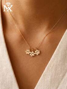 Custom Animal Paw Print Engraved English Name Necklace, Pet Lover Gift, Stainless Steel Pendant, Christmas Pet Lover, Suitable For Daily Wear, Ideal Gift For Valentine's Day And Christmas - Yellow Gold - View 2