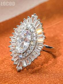 1pc Elegant Cubic Zirconia Ring For Women, Wedding Engagement Party Jewelry, Valentine's Day Gift - 1# - View 3