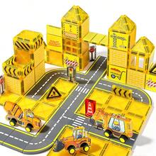 مكعبات مغناطيسية متوسطة الحجم ملونة بتصميم نافذة ومرور وهندسة وطريق وشاحنة، لعبة بناء تعليمية للأطفال، مكعبات مغناطيسية محمولة للسفر قابلة للتركيب والتجميع التعليمي للأولاد والبنات - متعدد الألوان - مشاهدة 8
