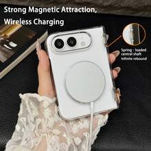 Casing Ponsel Lipat Anti-Kuning Bening Kristal dengan Perlindungan Engsel Pegas, Penyangga Putar 360°, Mendukung Pengisian Daya Nirkabel Magnetik, Kompatibel dengan Galaxy Z Fold 8/Fold 8 Ultra/Fold 7/Fold 6, Kompatibel dengan iPhone Ultra Fold - Clear - View 6