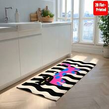 1PC Black White Wavy Stripe Cat Print Diatomaceous Earth Bath Mat, Pink Blue Polka Dot Cat Pattern Non‑Slip Super Absorbent Diatomite Bath Rug, Halloween Christmas Decor For Bathroom Shower Entryway Home Decor - A - View 15
