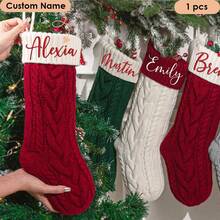 Printed Embroidery, Embroidered Christmas Stocking Set, Name Embroidery, DIY Handmade Embroidered Christmas Pattern, Handmade Stitched Christmas Gift Stocking - Multi-color 2 - View 1