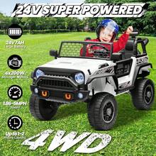 24V 2‑Seater Ride On Toy Car, 800W 4WD Powered Truck With Remote Control, 20" Seats, Bluetooth, LED Lights, Soft Start & Brake, For Kids Ages 3‑8 - White - View 3