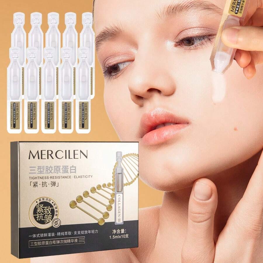 MERCILEN Type III Collagen Single-Use Serum, Contains Plant Squalane And Collagen To Moisturize, Firm And Brighten Facial Skin, Making Skin Look Younger, Suitable For All Skin Types - Type III Collagen Serum - View 1