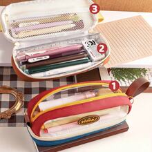 Transparent 3-Layer Office Storage Pen Box, Durable Design, Efficient Organization - Multicolor - View 3