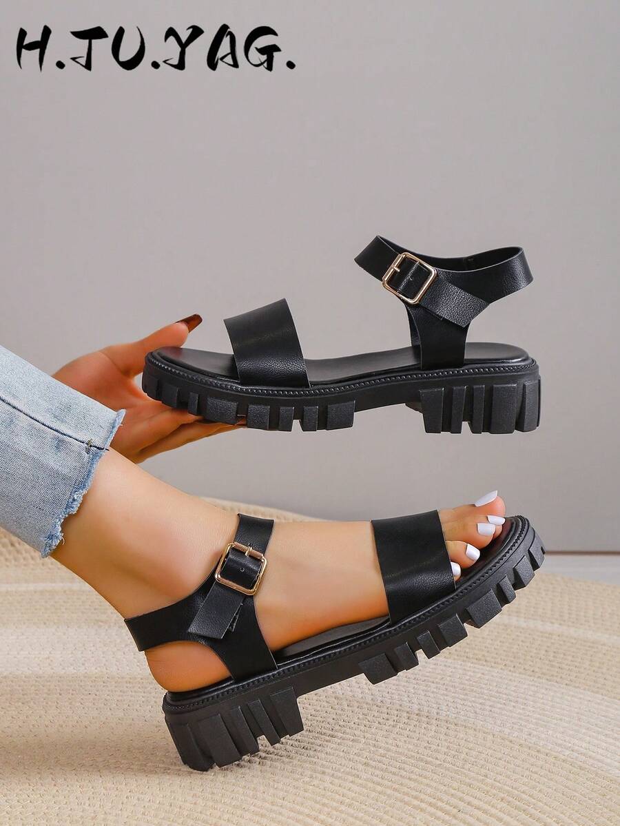 European And American Minimalist Fashion Roman Fairy Wedge Thick Sole Gladiator Sandals For Women
