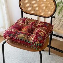 Bohemian Floral Pattern Thickened Linen Floor Mat, Soft Non-Slip Breathable Tatami Window Sill Slouchy Seat Cushion, Comfortable Meditation Pad, Suitable For Living Room, Bedroom, Balcony, Home Daily Use - Cushion - View 14