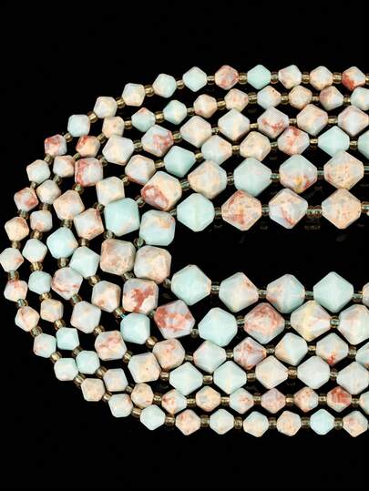 1 Strang 6/8/10mm Natürlicher Stein Facettierte Pyramidenform Shoushan Stein Lose Spacer Perlen Für Schmuckherstellung DIY Ohrringe Armbänder Charms Accessoires