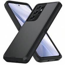Heavy Duty Shock Resistant Phone Case For Galaxy/Apple, Matte Black Full Body Sturdy Protective Cover With Camera Protection - Black - View 18