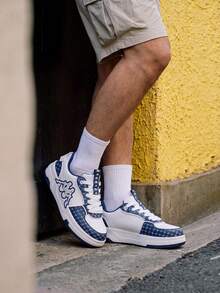 Kappa Retro All-Over Print Logo Skate Shoes For Couples, Versatile Thick Sole Height-Increasing Casual Shoes - Moon Sea Blue - View 3