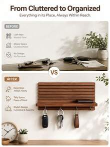 Solid Wood Entryway Storage Rack, Wooden Key Holder, Suitable For Living Room, Bedroom And Study - View 4