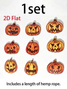 1 Set Flat Halloween Pumpkin Hanging Decor, With Pumpkin Lantern Tags And Jute Rope, Creates Halloween And Autumn Festival Atmosphere, Suitable For Parties, Rustic Home Decor And Thanksgiving Scenes, Easy To Hang - Multicolor - View 12