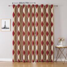 1pc American Style Double Sided Jacquard Thermal Insulated Blackout Window Curtain With Eight-petal Flower - Burgundy - View 22