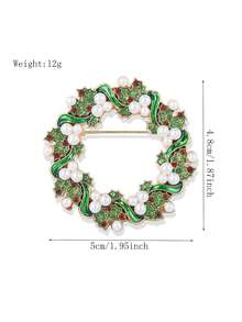 Christmas Wreath Rhinestone Brooch Alloy Corsage - Multicolor - View 2