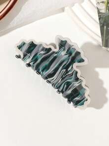 1 pieza pinza para el cabello de media luna de acetato con rayas verde oscuro, borde ondulado, estilo bohemio vintage elegante, accesorio minimalista suave para peinado recogido, ideal para la playa y la - Multicolor - Ver 5