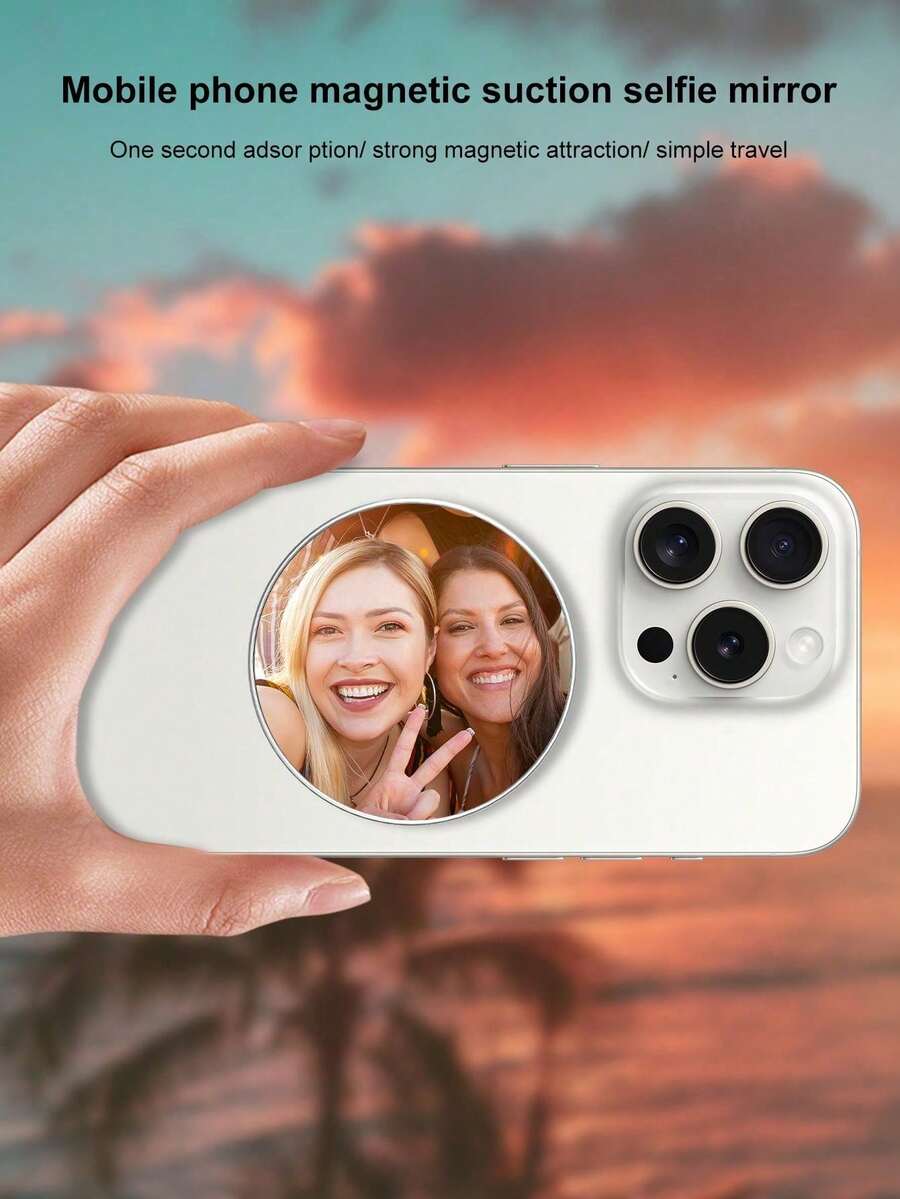 Magnetic Selfie Mirror MagSafe Magnetic Phone Rear Selfie High-Definition Vlog Mirror Camera Auxiliary Camera Convex Mirror Compatible With IPhone And Android Photography Accessories - A - View 1