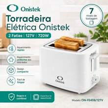 Torradeira Elétrica Onistek 2 Fatias 720W 127V 7 Níveis de Tostagem com Bandeja de Migalhas ON-FE408 - Multicolorido - Visão 6